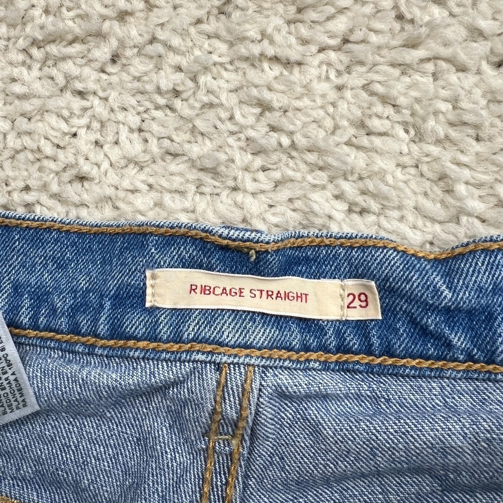 Levis Ribcage Straight Jeans Womens 29 Blue Medium Wash Button Fly - Picture 5 of 9